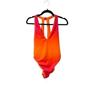 Louisa Ballou High Sea One Piece Swimsuit Gradient Pink Orange Size XL, EUC